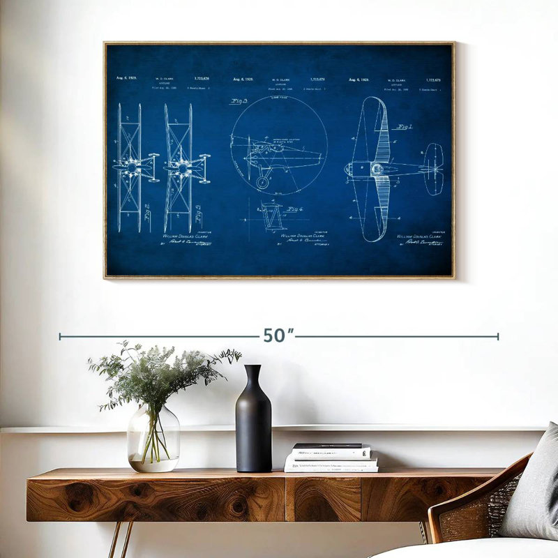 Plan de l'avion, Cadre flottant en bois naturel, 40 po x 27 po