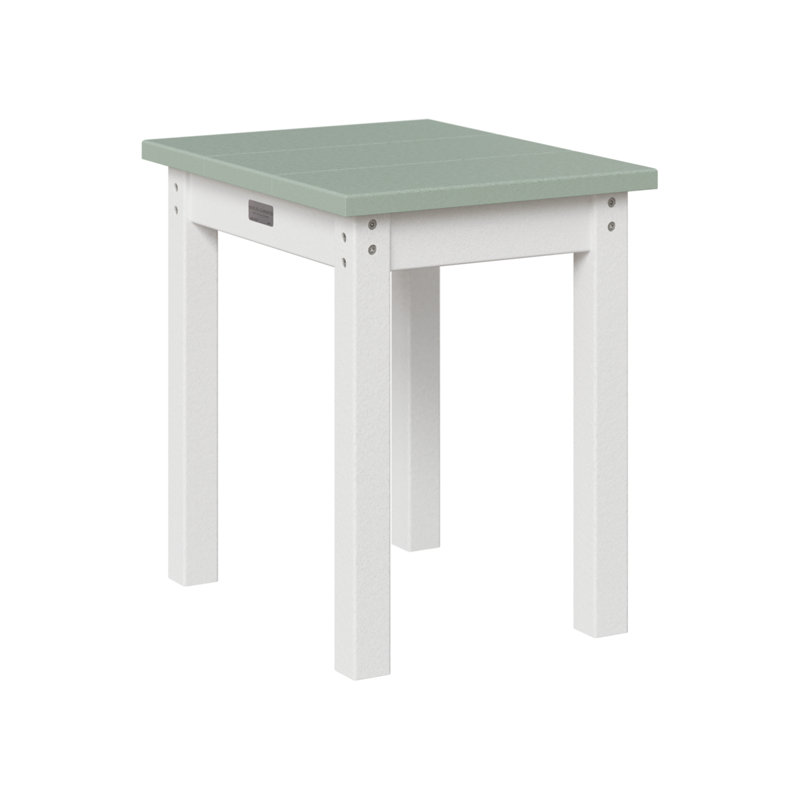 Outdoor Rectangle Side Table, Seafoam/White