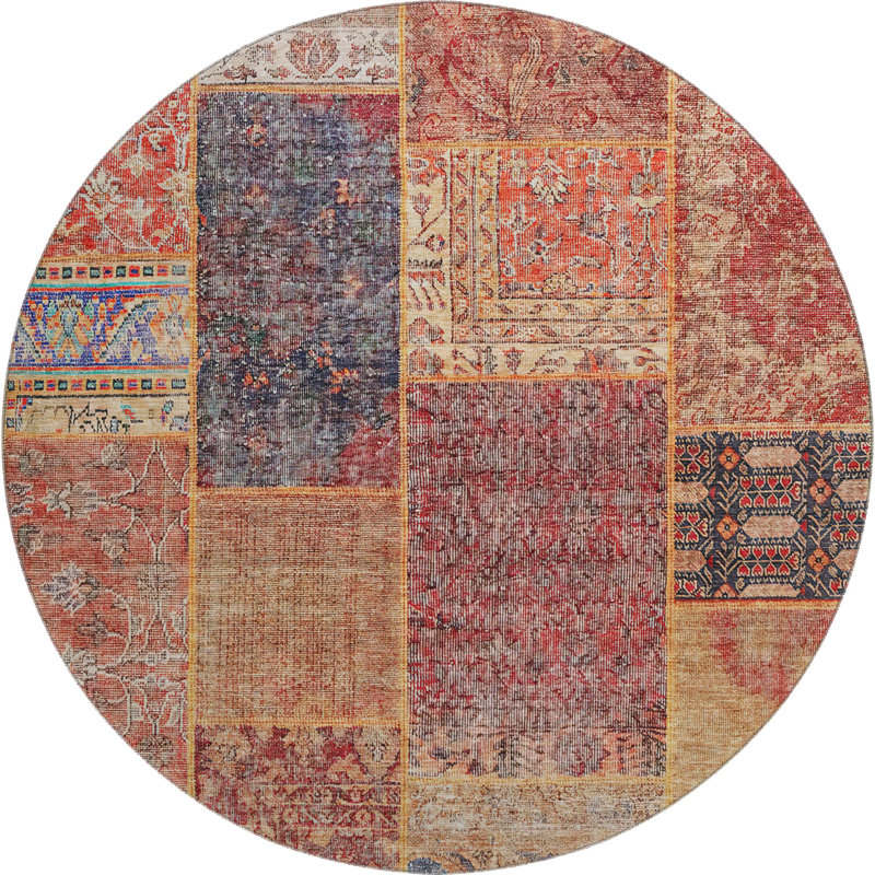 Premium Machine Washable Prisco Red Rug, Round 8'