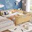 Lit plateforme double en bois pour enfants, lit double en bois à profil bas avec rails pour filles et garçons, (conception brevetée, ancien SKU W2593P233781)