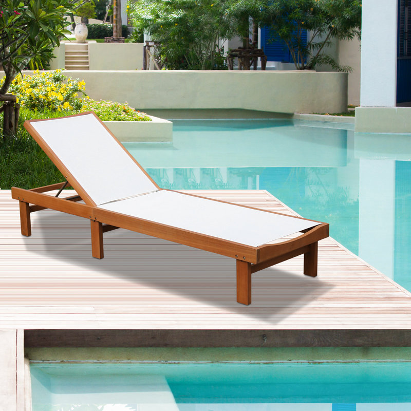 Amoban Outdoor Eucalyptus Wood Chaise Lounge
