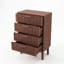 60cm W 4-Drawer Chest with Slatted-Designed Drawers, Narrow Nordic Dresser with Hollow Panels & Tapered Legs, Walnut / Natural-760487371