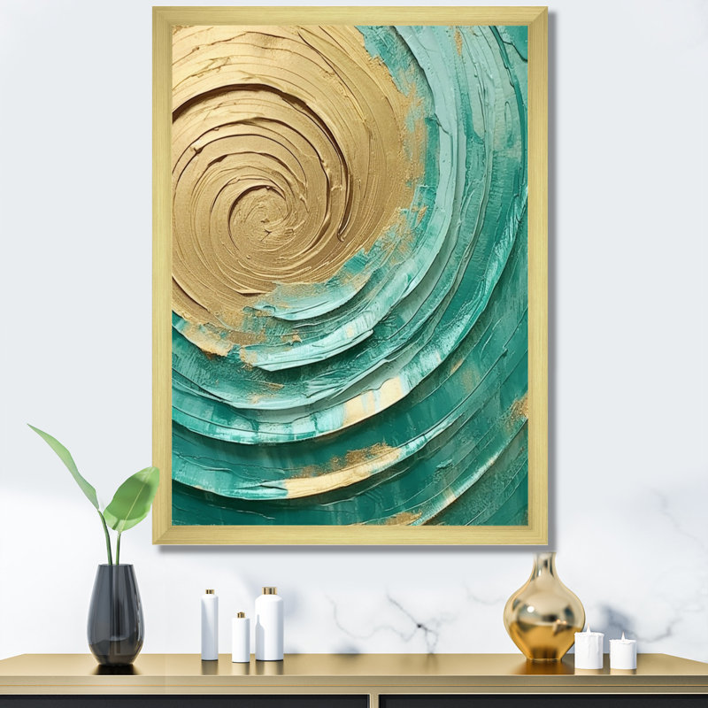 «Teal Gold», reproductions d'art mural, H 40 po x l 30 po x P 1,5 po, Cadre doré à une seule photo