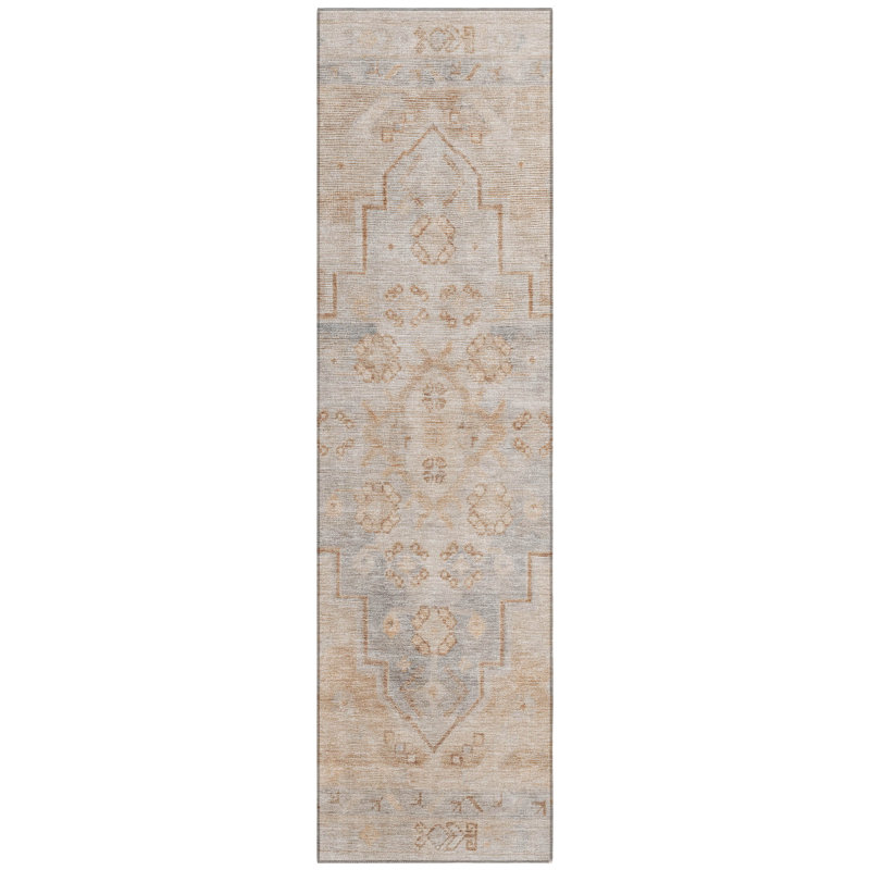 Machine Washable Indoor/Outdoor Xhevrie Copper Rug, Runner 2'3" x 7'6"