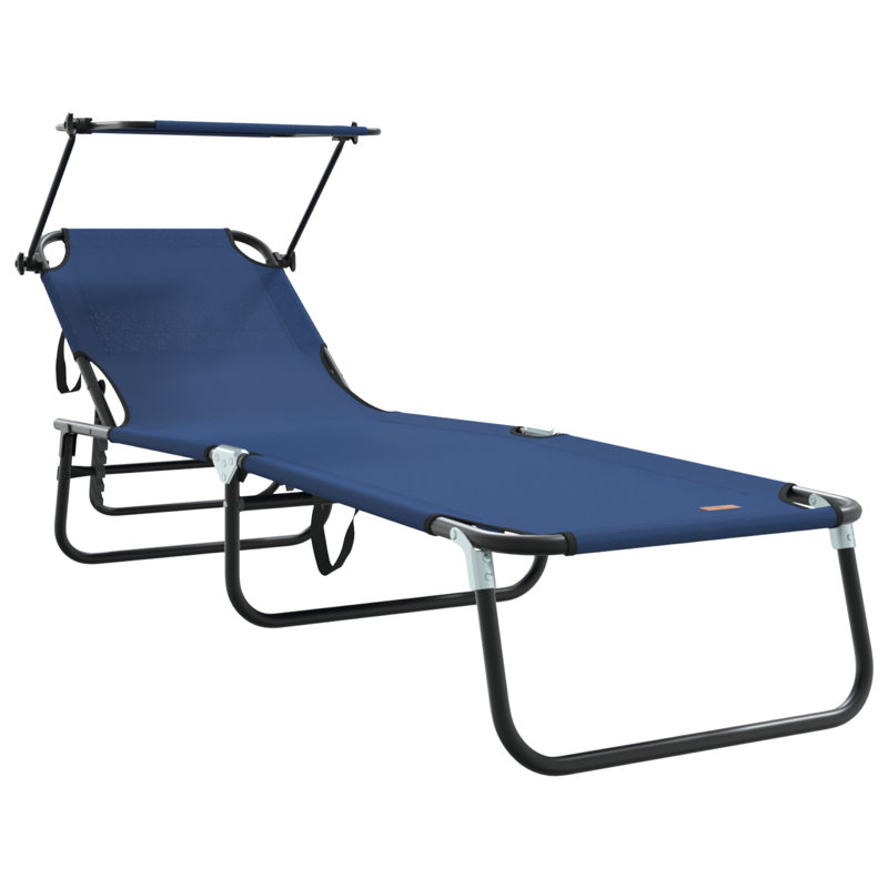 vidaXL Folding Sun Lounger Folding Oxford Outdoor Recliner Adjustable Patio, Blue