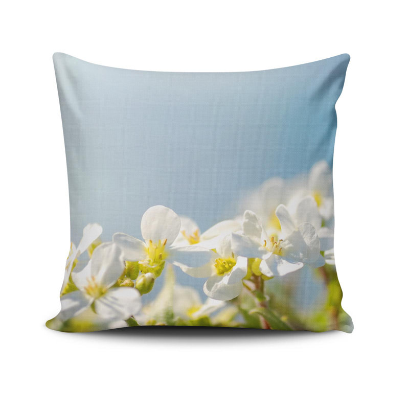 Coussin décoratif Cecilja, 17,0 x 17,0 pouces, 50% coton / 50% polyester, lavable à la machine, repassable, rembourrage en silicone, fermeture à glissière dissimulée | Coussin décoratif doux et élégant pour le salon, la chambre à coucher et le bureau