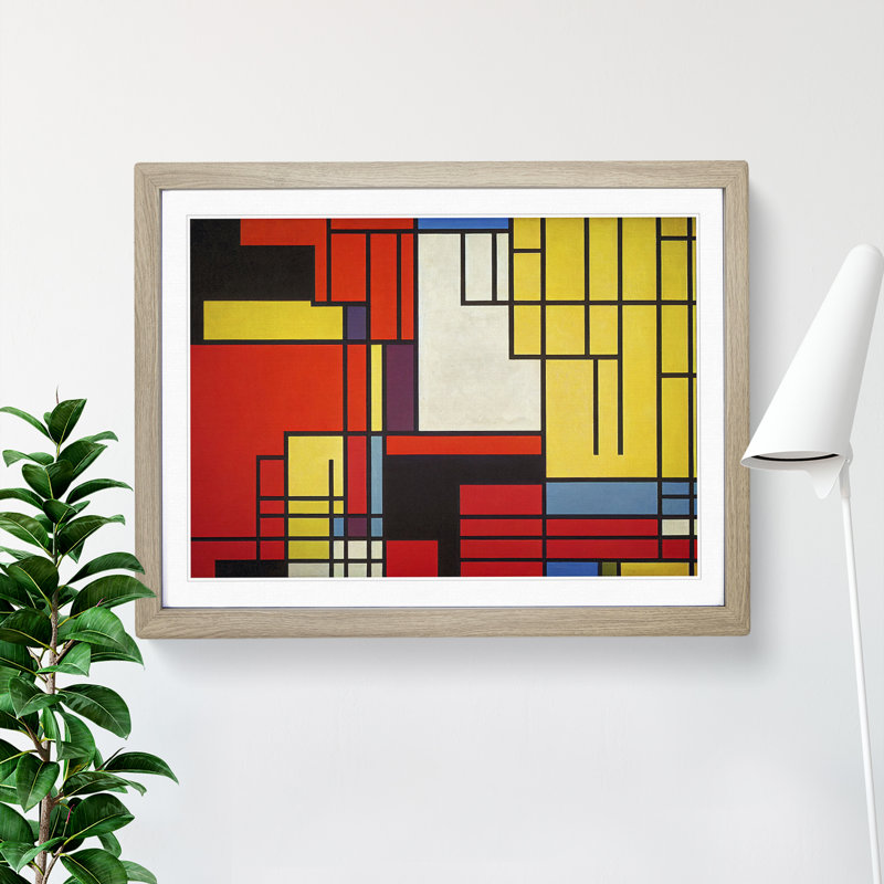Cubism Abstract Vol.4 - Framed Print, 46cm H x 64cm W x 2cm D, Oak