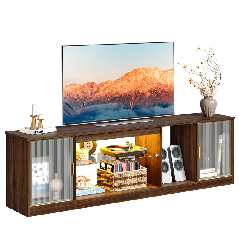 Kruszewski 70Inch LED TV Stand for 75inch TVs, TV Console with Storage, Media Console with Adjustable Shelf