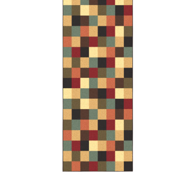 Homeline Non-Slip Rubberback Checkered Indoor Runner Rug, Multicolor