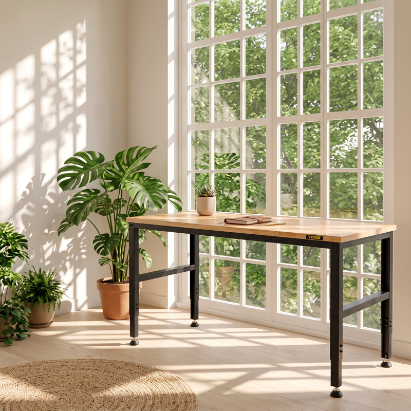 Établi avec plan de travail en bois massif réglable l 53,33 po x P 3,92 po x H 22,82 po VEVOR