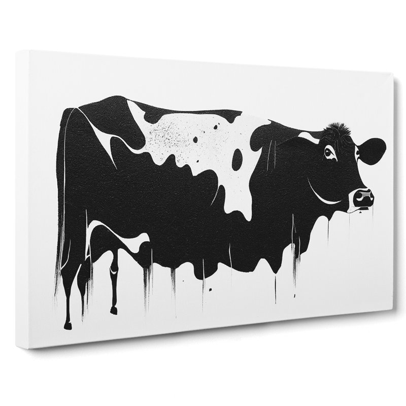 Monochrome Cow Art Vol.3 Abstract - Wrapped Canvas Painting, 50cm H x 76cm W x 3cm D