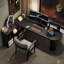 Bureau noir en bois massif en forme de L-108803829-108803824