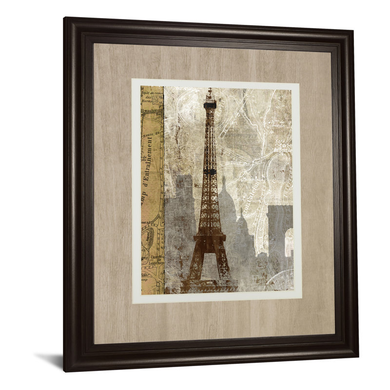 Art mural carte rétro parisien - 34 po x 40 po - cadre brun