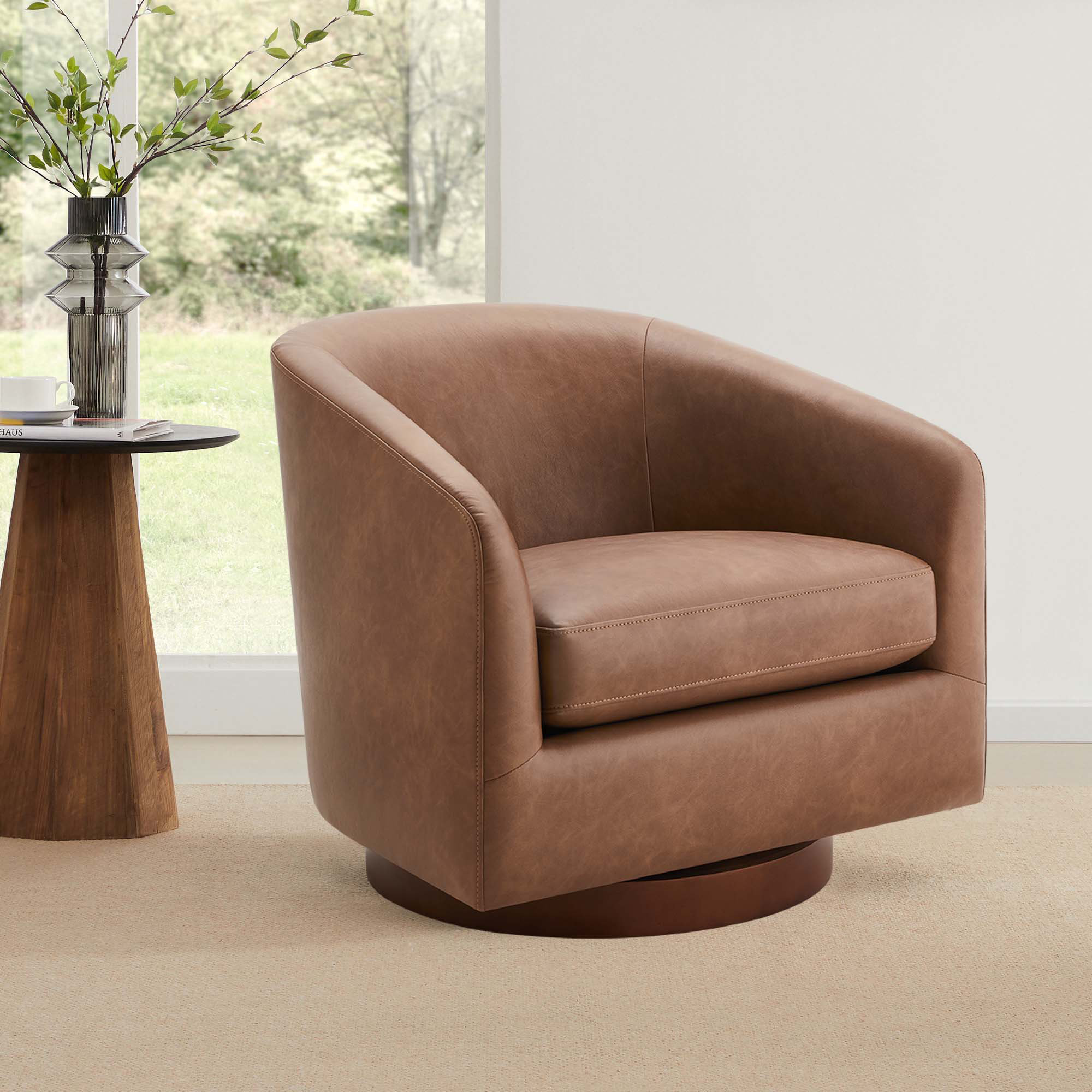 Bennett Upholstered Swivel Barrel Chair