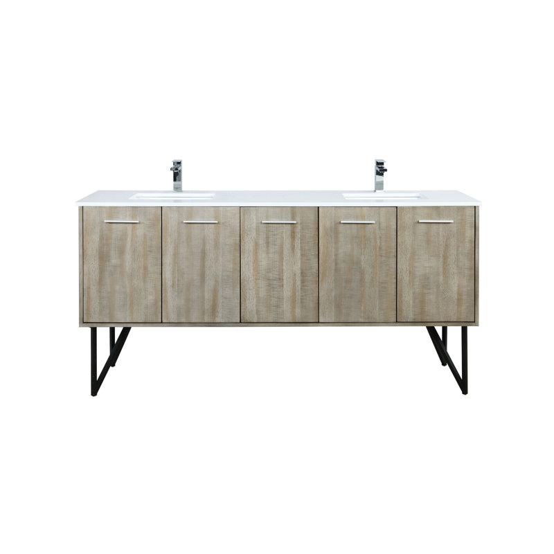 Lancy 72 in W x 20 in D Double Bath Vanity and Faucet Set, White Cultured Marble