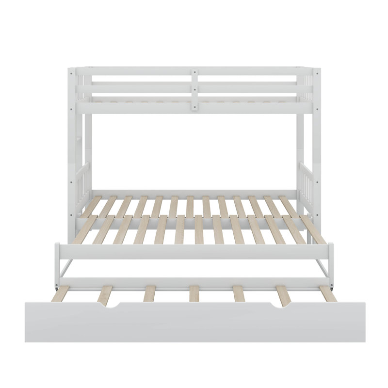 Lit superposé simple au-dessus de simple avec lit gigogne, Blanc
