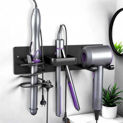 Organisateur 3 en 1 pour outils de salle de bain avec support pour fer à friser et support pour fer plat