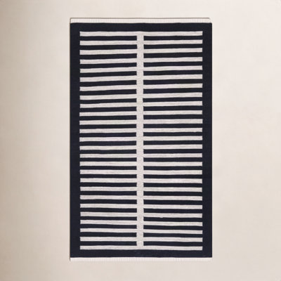 Tapis rayé beige / noir Del Norte Kilim 806
