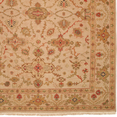 Oriental Hand-Knotted Wool Beige Area Rug