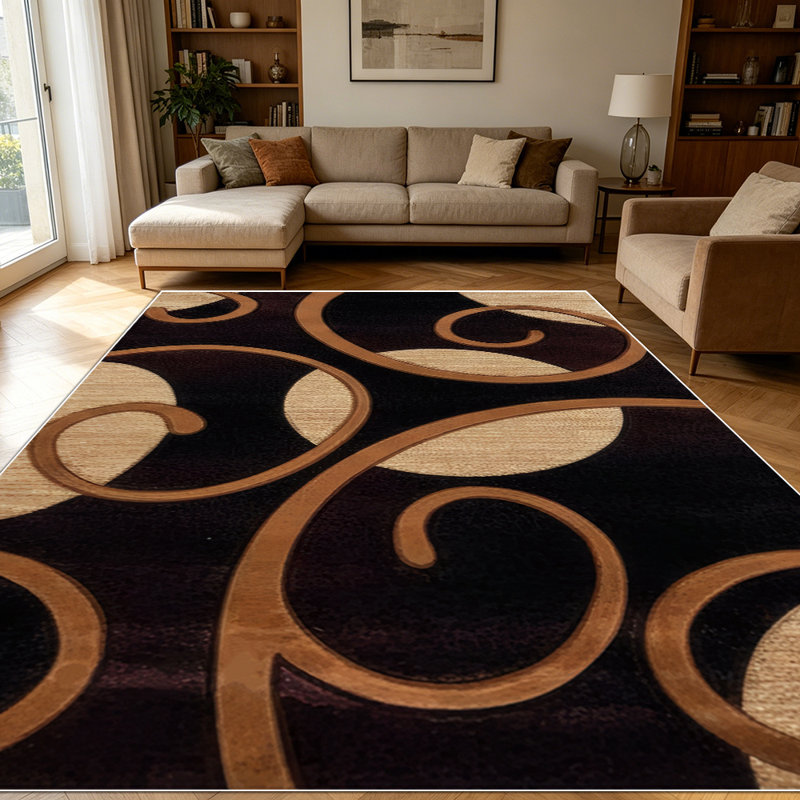 1PC Vintage Swirl Scroll Geometric Pattern area rugs for Living Room, Soft and Comfortable, Suitable for all seasons, easy-to-maintain, machine washable Indoor floor mat, Under Table Farmhouse suitable for dining room, bedroom, kitchen, entryway,