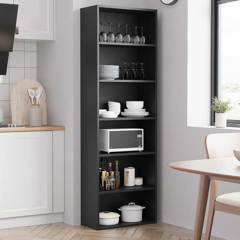 Livingon 21.8"W Standard Bookcase, Brown, (6 Shelves) 71.4"H x 21.8"W x 9.3"D