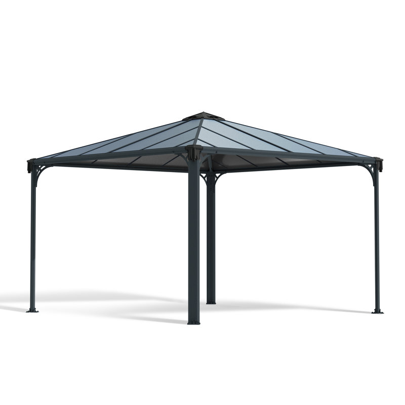 Palram - Canopia Palermo 12' X 12' Aluminum Hardtop Gazebo With Polycarbonate Roof Panels Durable Outdoor Patio Shelter Gray