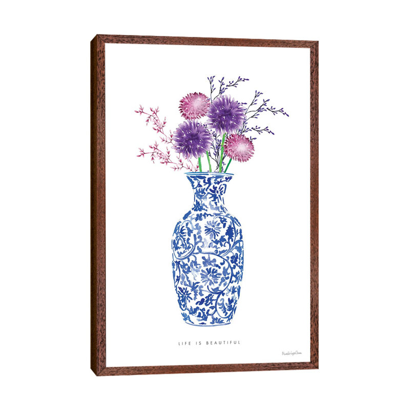 Chinoiserie Style II 1 Piece Painting on Canvas, 152.5 cm H x 101.5 cm W, Classic Brown Wood Framed