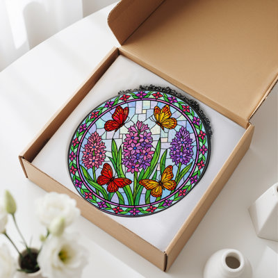 Vitrail de vitrail papillons 12 "H
