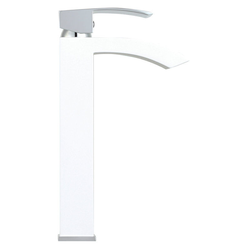 Marella Vessel Sink Faucet Single-handle Bathroom Faucet, Matte White/Polished Chrome