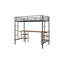 Lit mezzanine simple avec tablettes de table / métal robuste robuste / tablettes de table intégrées / réduction du bruit / garde-corps de sécurité / 2 échelles latérales / certification PCC / aucun sommier tapissier requis