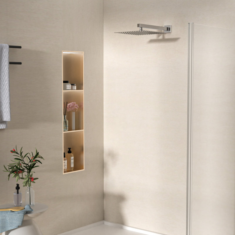 Pomme de douche à fixation murale de remplacement 16 pouces avec bras de douche à extension, Chrome poli