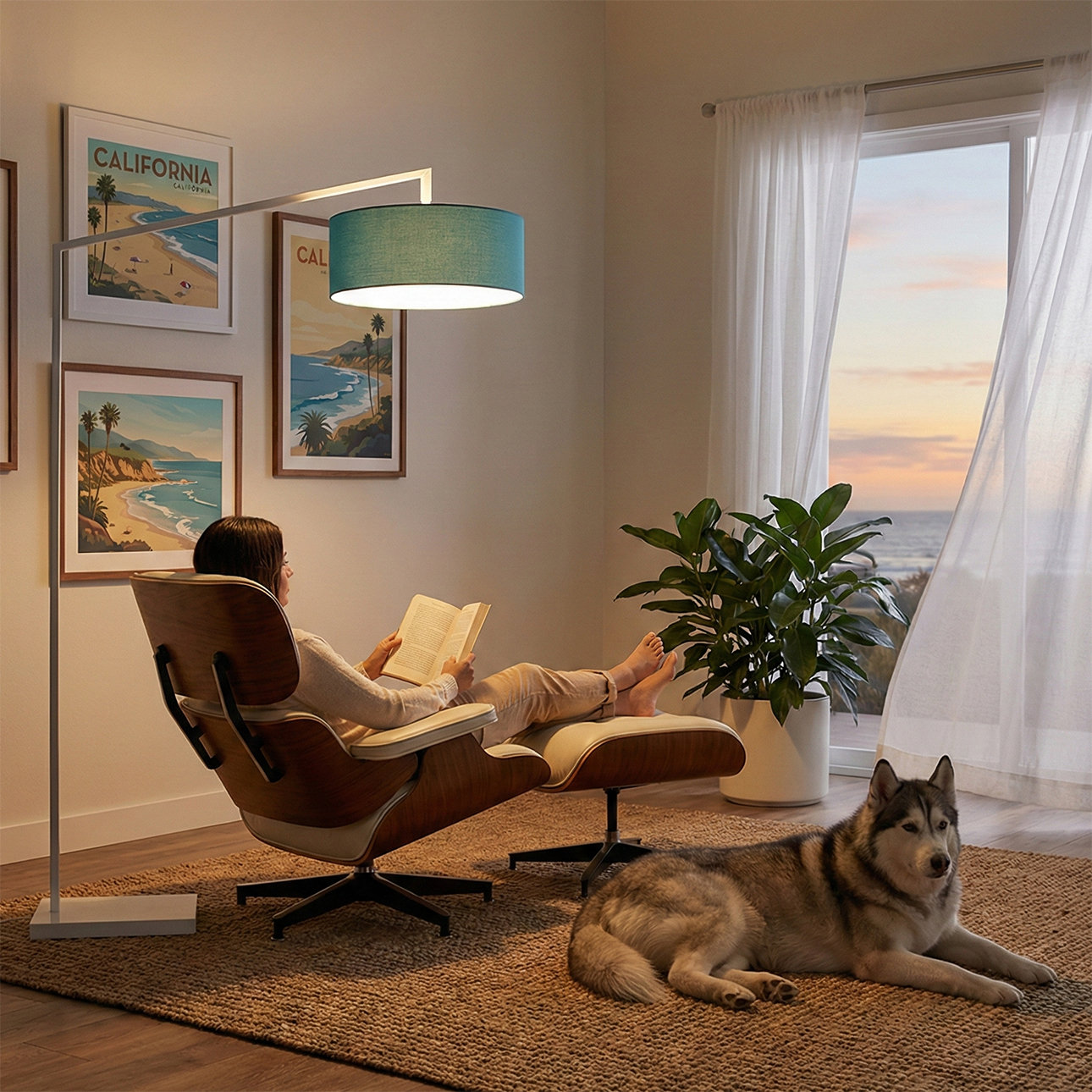 Stretch 75" Dimmable Floor Lamp, Turquoise