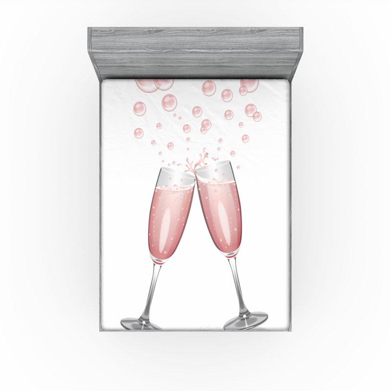 Ensemble de 2 draps-housse champagne Ambesonne avec rosé et rosé, Drap-housse très grand californien