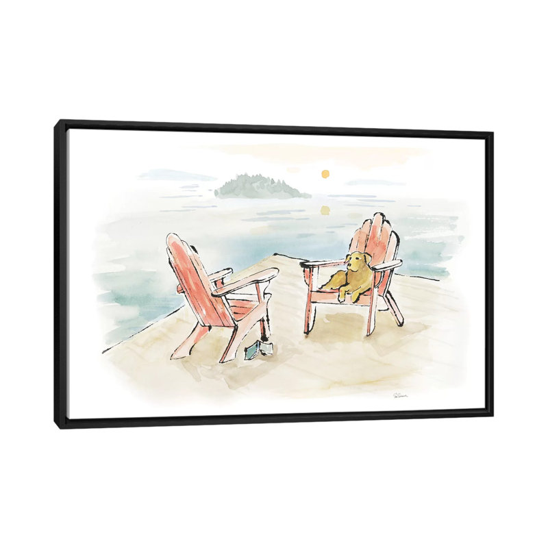 « lakeside days i », reproduction sur toile tendue, H 18 po x l 26 po x P 1,5 po, Toile avec cadre noir, Pas de tapis
