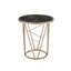 Table d'appoint ronde minimaliste et moderne, plateau en faux marbre noir et piètement conique en métal doré champagne