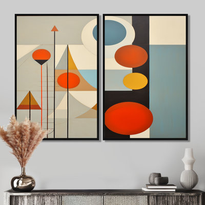 «Serendipity Abstract Mid-Century Geometrics I», art mural bleu