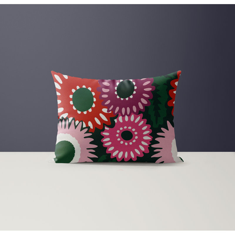 Biso Microsuede Lumbar Throw Pillow, Pink/Red/Green