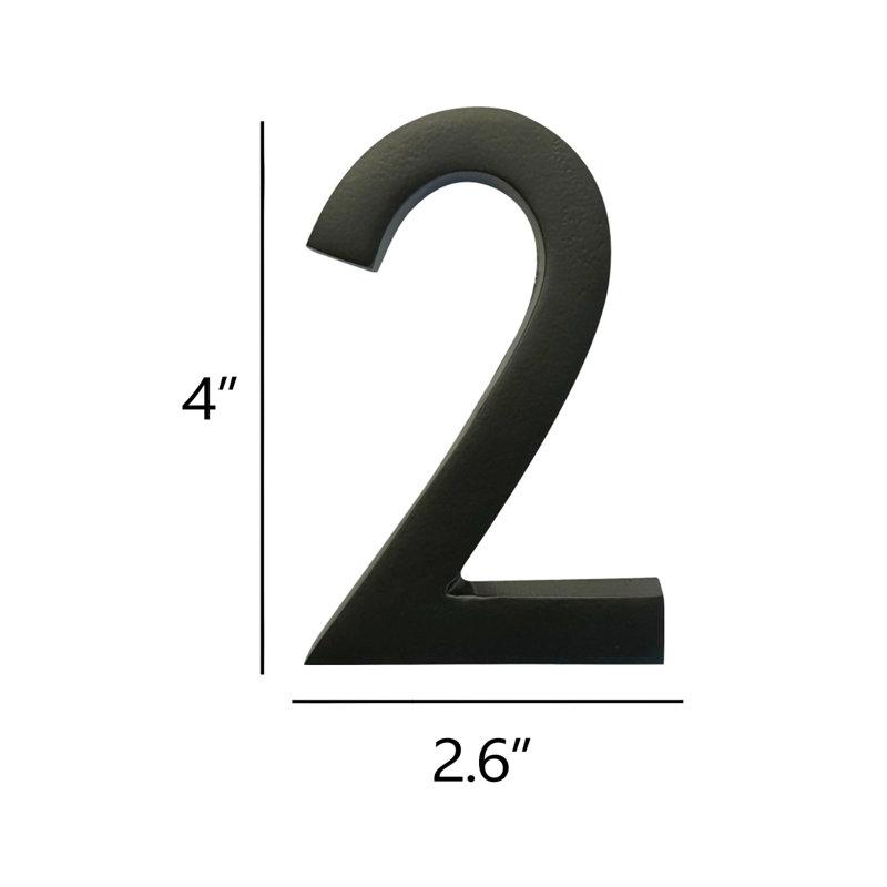 4'' H Weather Resistant Aluminum House Number, 2