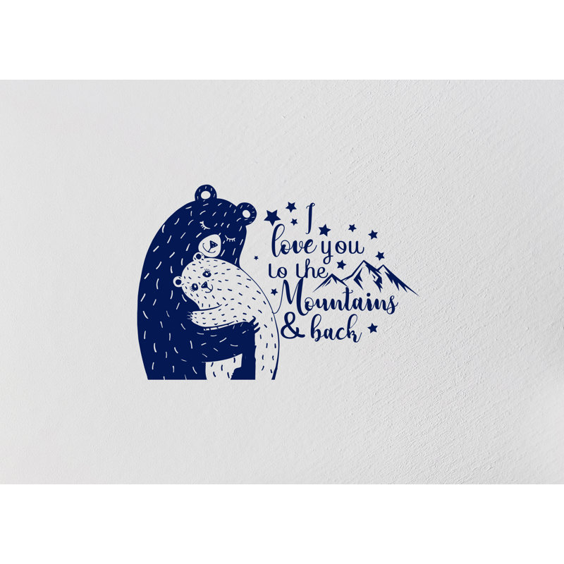 Adhésif décoratif «I Love You To The Mountains And Back Bear Family», H 33 po x l 50 po, Bleu marine