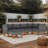 Ensemble de canapé modulaire d'extérieur 6 pièces Casey, rotin gris, bois massif