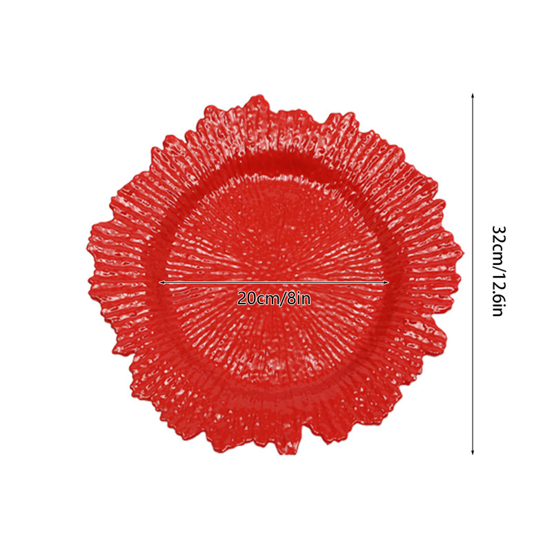 Ensemble de 24 assiettes décoratives en plastique 12,6 po pour assiettes décoratives multicolores, Rouge
