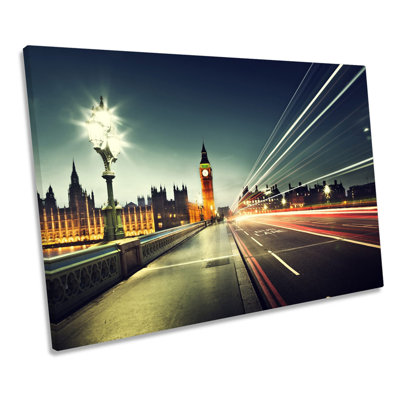 London City Big Ben Traffic - Wrapped Canvas Print