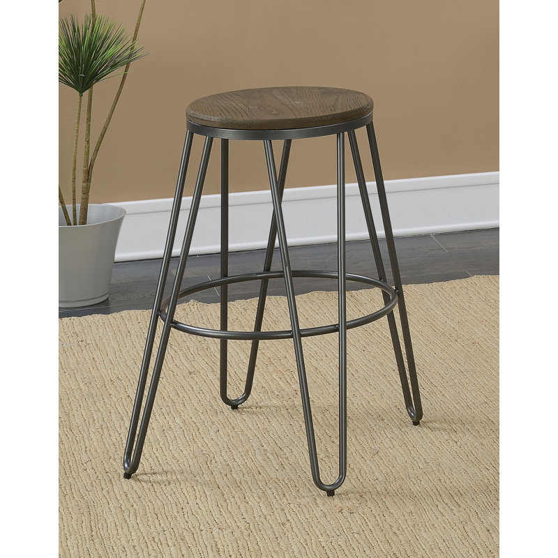 Tabouret de comptoir rond 26 po Gilland, Gris foncé