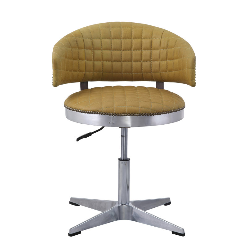 Tabouret en cuir de curcuma avec structure ergonomique et base pivotante 4