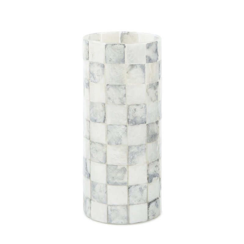 Check Capiz Vase, Gray/White