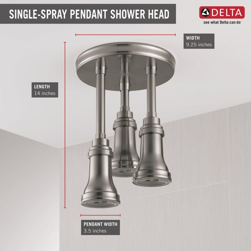 Pendant Full Rain Shower Head H2Okinetic®, Stainless Steel