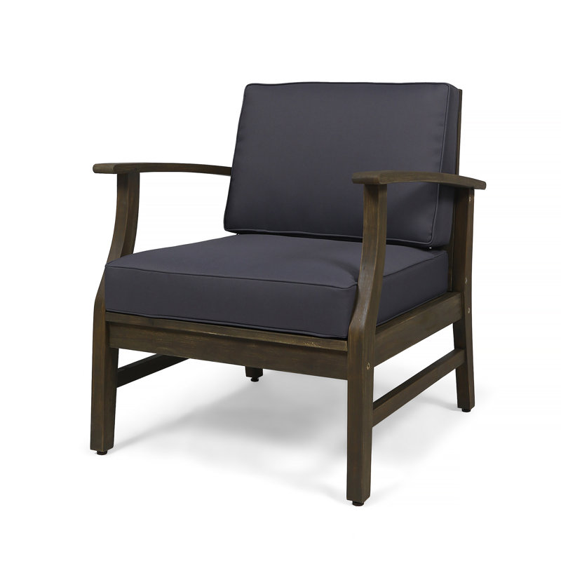 Chaise de patio avec coussins Apolinario, Coussin gris foncé / structure grise 