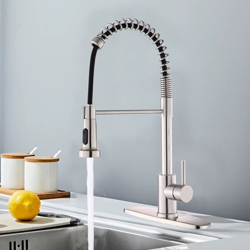 Versatile Dual Spray Kitchen Faucet Stainless Steel Industrial Style For Farmhouse And Rv