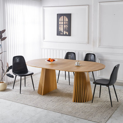 Ensemble table et chaises de salle à manger de style années 50, piètement central en métal, plateau pour 6 personnes, idéal pour les moments de détente autour d'un café, noir, pieds faciles à nettoyer, montage facile.
