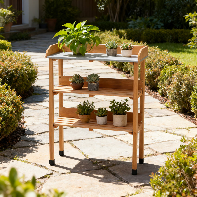 Banc de rempotage extérieur en bois de sapin 3 couches, Marron clair